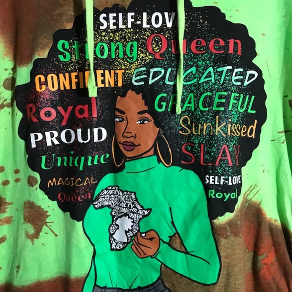 Self Love Hooded Tee Shirt Short Sleeved Side Draw Strings Womens Size 3X